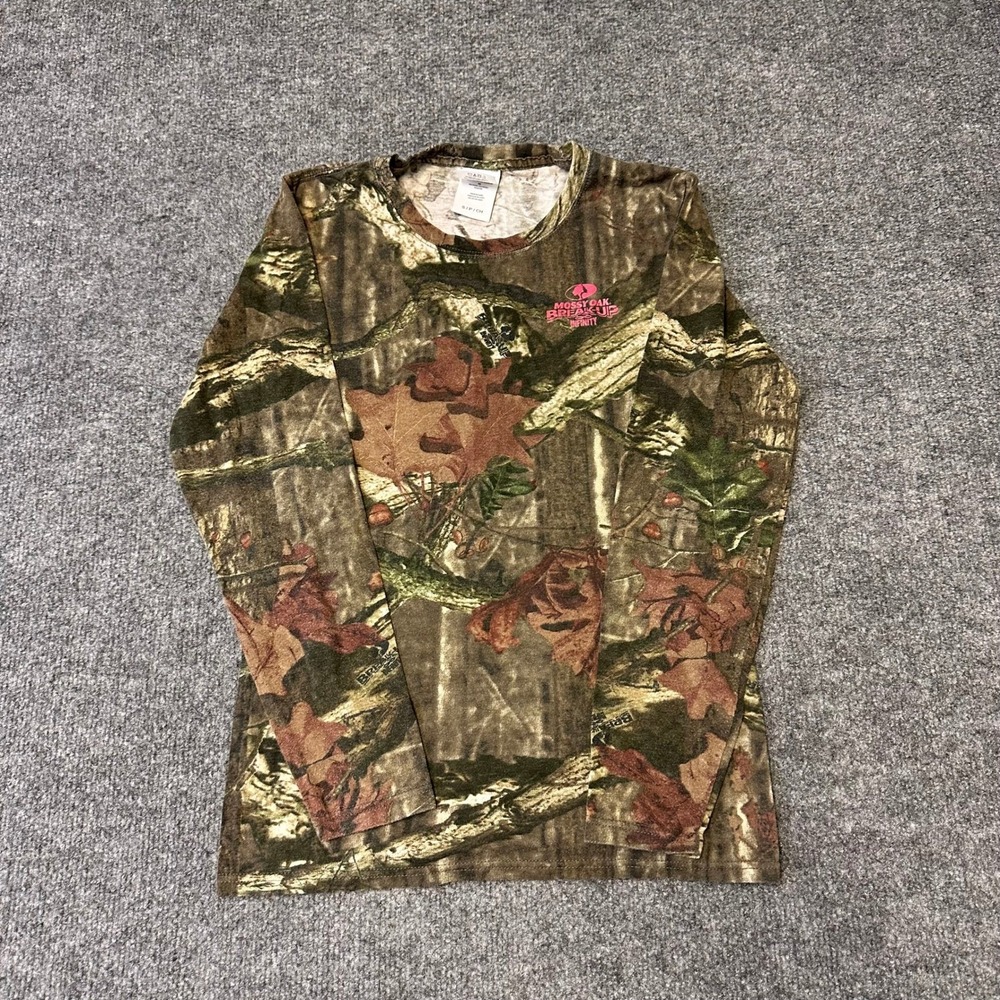 Mossy Oak Shirt Womens Size S Brown Camo Breakup Infinity Long Sleeve Crew Neck
